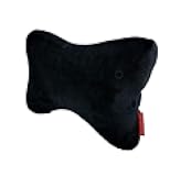 Bookishbunny Dog Bone Shaped Travel Neck Memory Foam Pillows with Removable Velvet Cover for Car Bus Truck Driving Comfort Head Rest Support (Black)