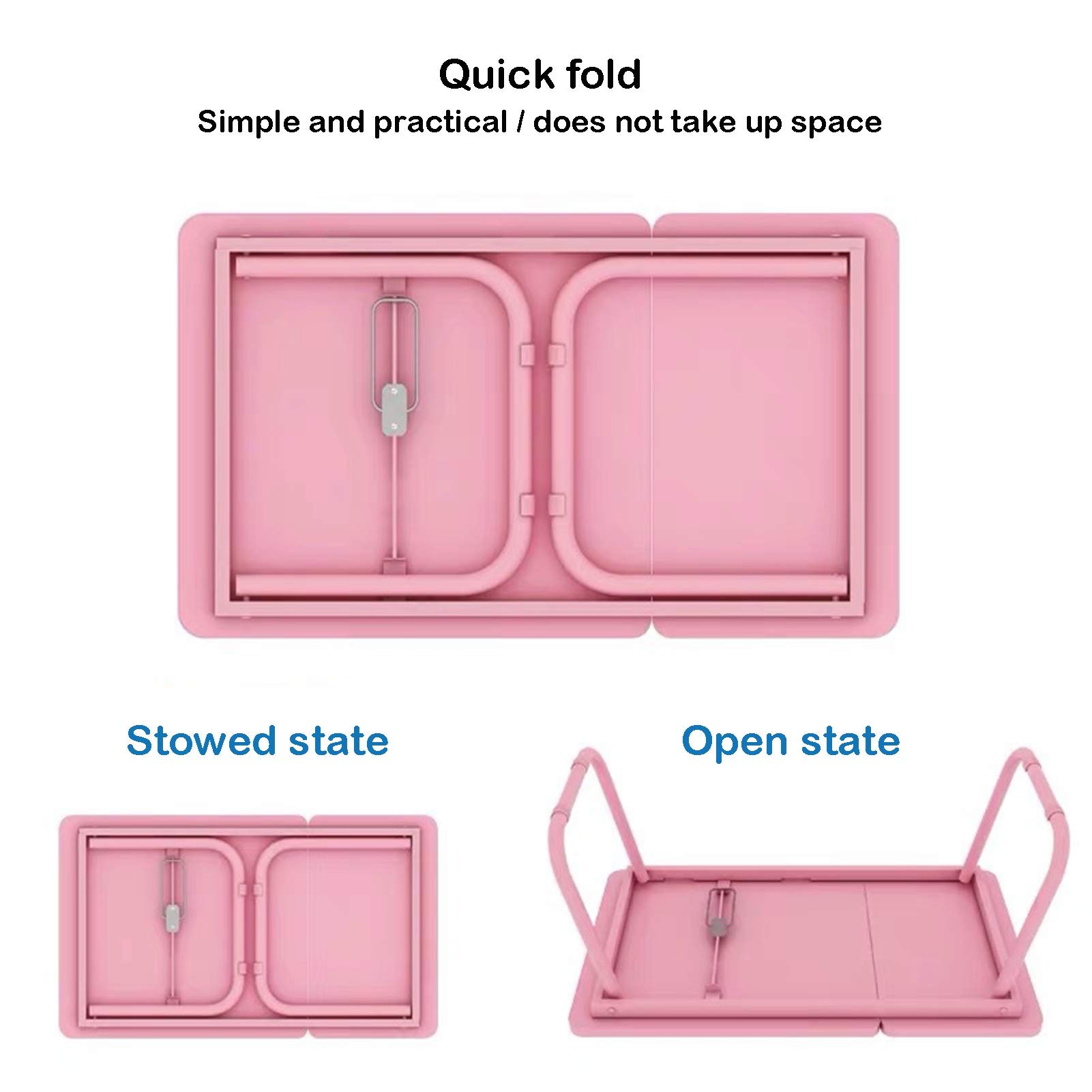 RENRUIRUI- Tavolo Pieghevole da Letto Laptop da Casa Piccola E Compatta per Dormitorio per Studenti con Portabicchieri E Ripiano Inclinabile (Color : Pink)