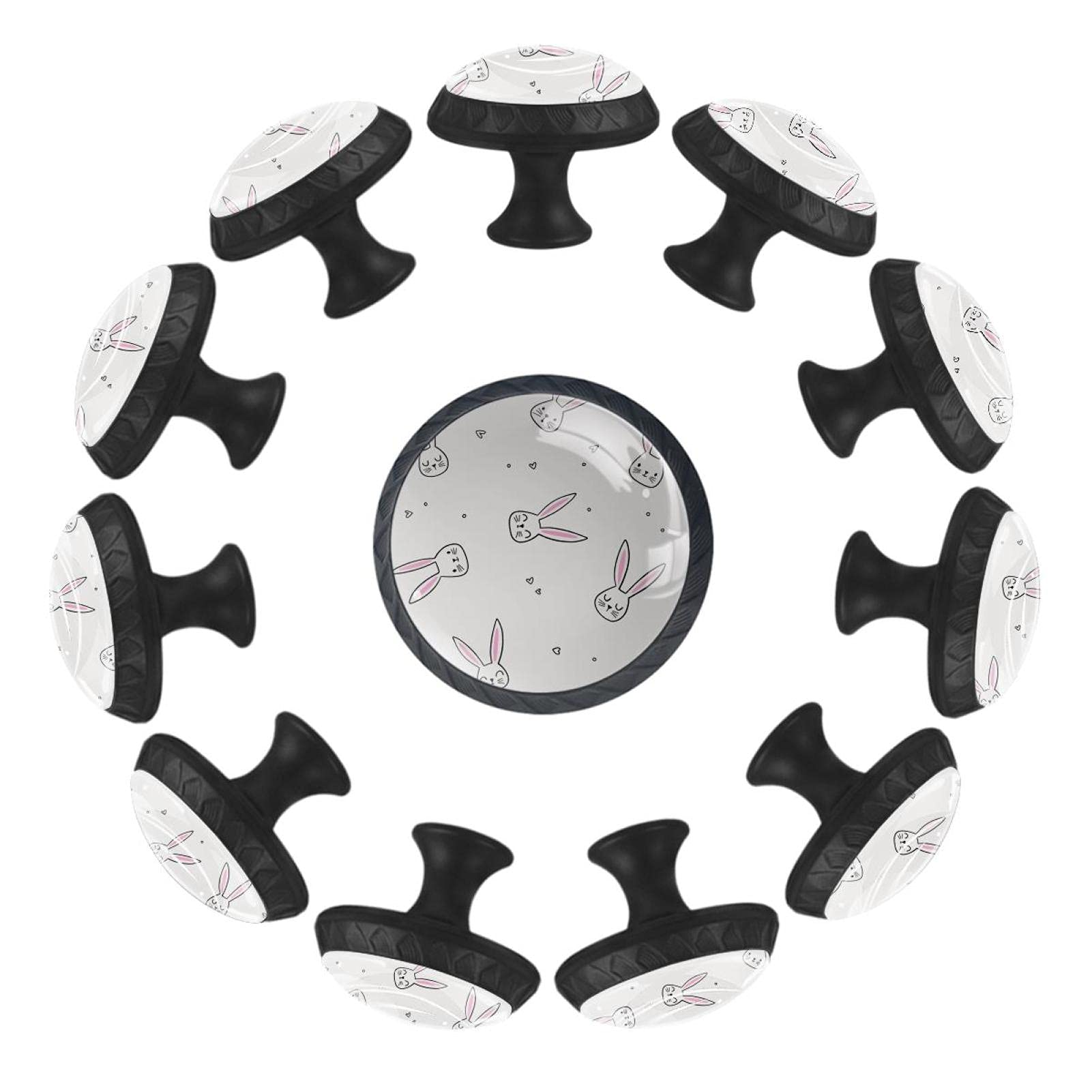 Boutons de tiroir lapin lot de 12 poignées rondes 35mm blanches pour commode de chambre d'enfant