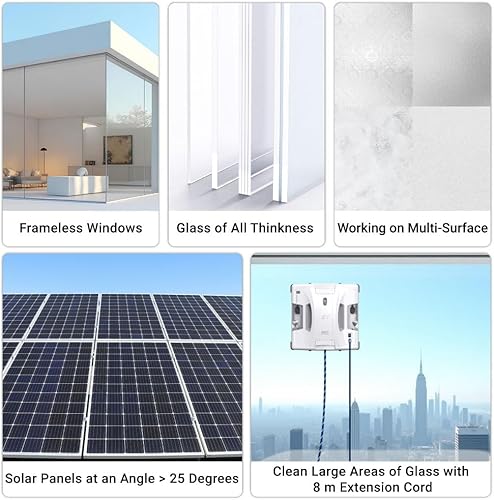 Miniatura 7 de HOBOT S7 Pro - Robot de limpieza de ventanas Tec para limpieza de ventanas, rociador ultrasónico dual de 15 nm, succión de 4800 Pa, aplicación y