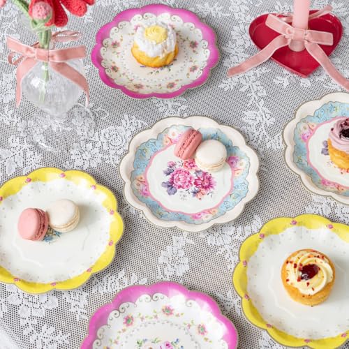 Talking Tables Paquete de 24 (17cm) Platos Florales Vintage para Té de Tarde | Vajilla Desechable para Cumpleaños, Fiesta en el Jardín, Baby Shower, Boda, Aniversario