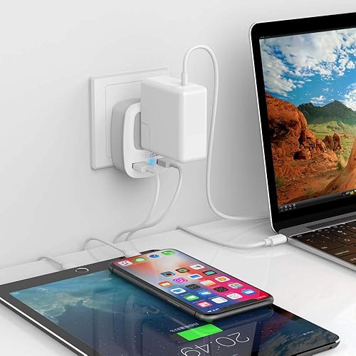 Miniatura 6 de TESSAN - Adaptador de corriente de viaje para Italia, enchufe de conexión a tierra de 3 clavijas con puertos de carga USB duales, cargador adaptador