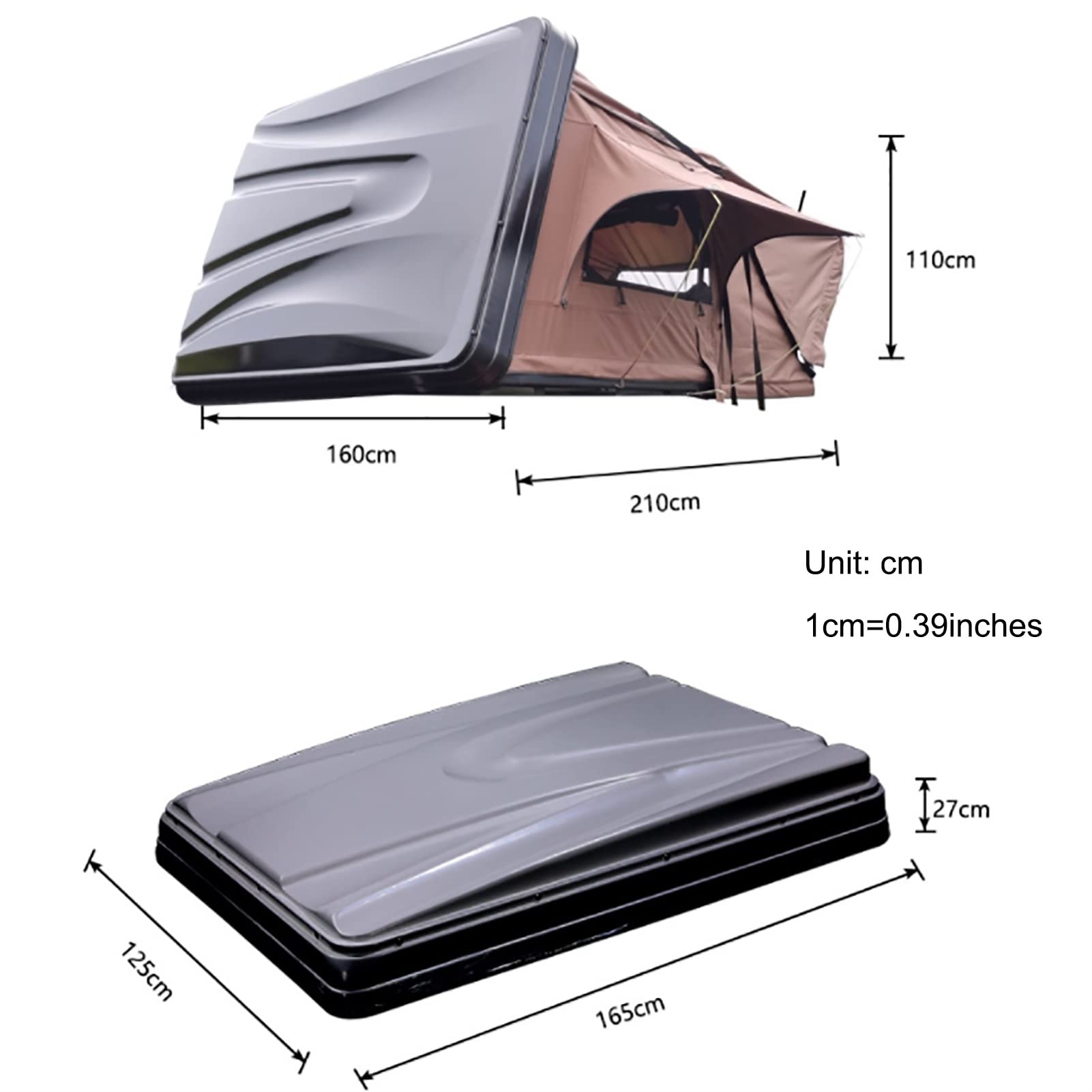 pop up roof tent hard shell Tent 2.1m / 6.9ft, SUV Travel Pop-up Installation Tent Large Space Suitable for 3-4 People with Ladder & Waterproof Hard Shell Tent Overland Roof Tent : Automotive Color:Speckles/Gold Amber Starrgabel .... Federgabel - exterior The OVS XD K2