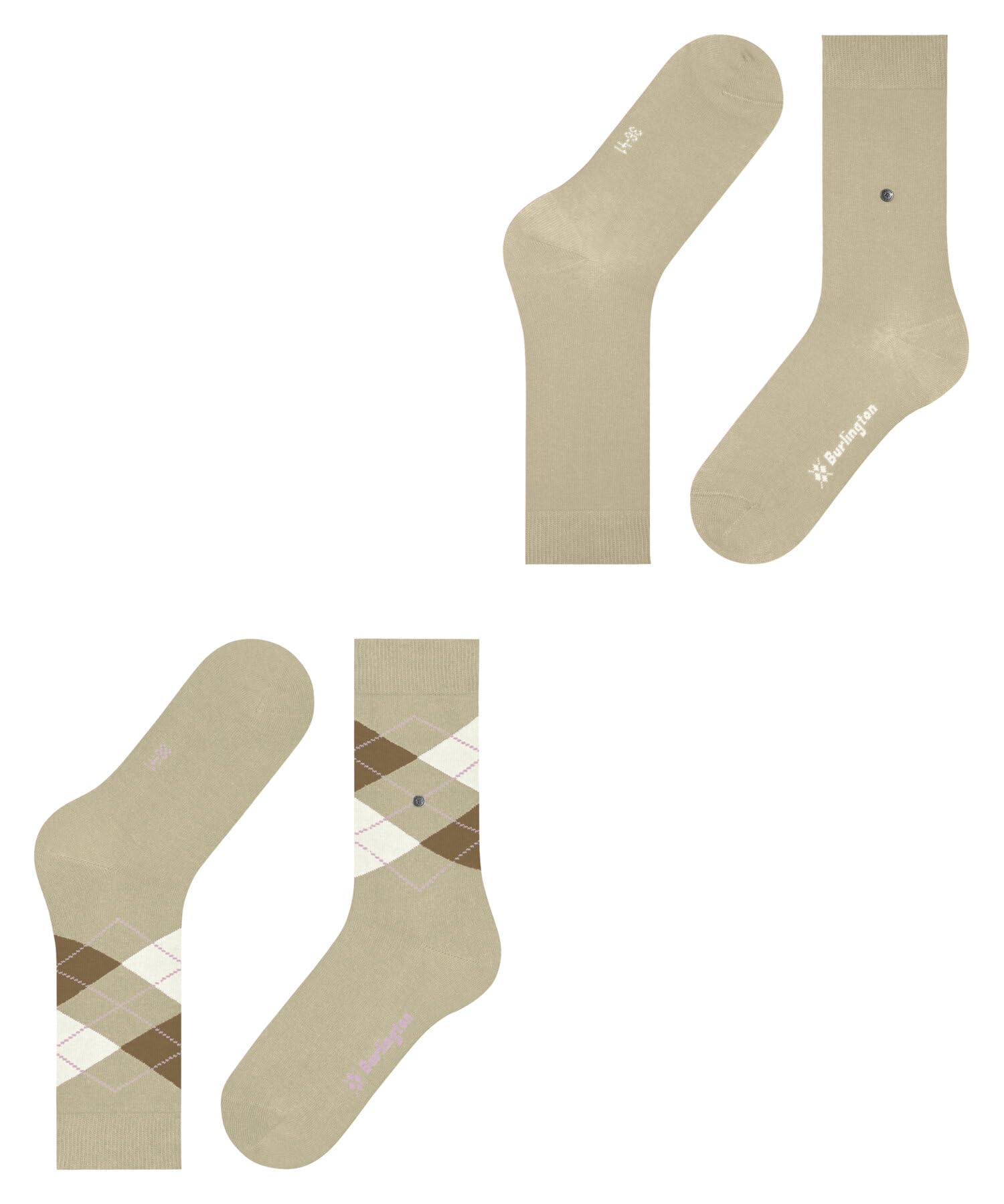 Burlington Kobiety Skarpety Everyday Mix Multipack W So Bawełna z wzorem 2 Pak, Beżowy Cream 4011, 36-41