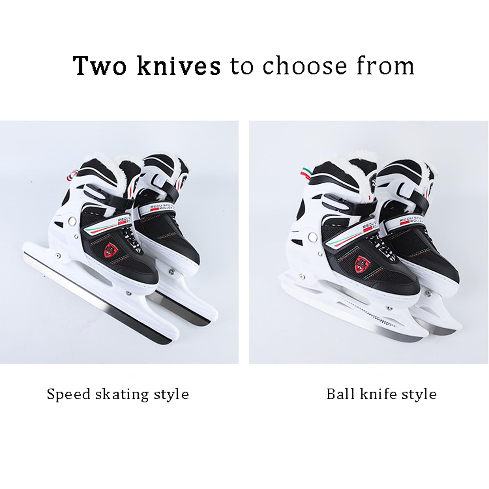 Patins à Glace réglables pour Adultes Hommes et Femmes Patins à Glace Patins réglables en 4 Tailles système de laçage Rapide et Boucle Push-Lock,Idéal pour Les patinoires