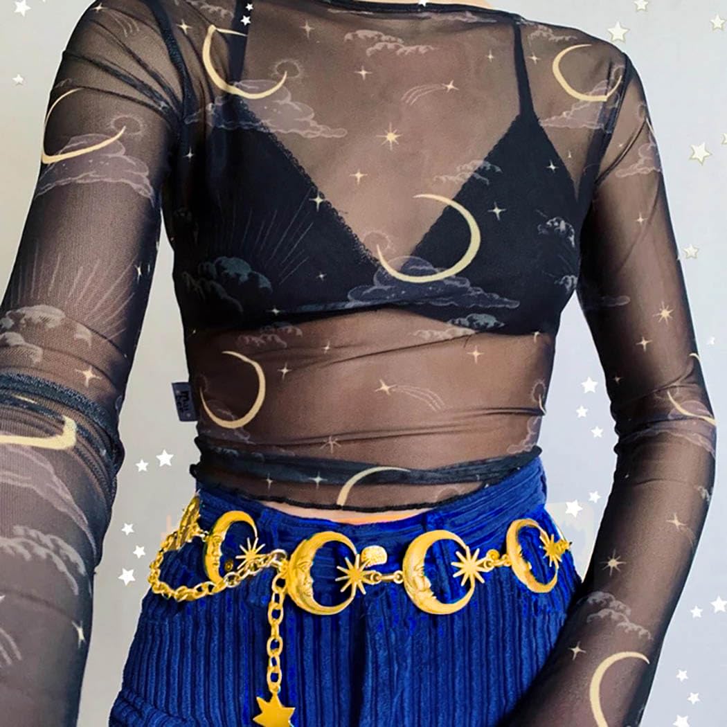 Navoky Moon Star Metal Waist Chain Sun Pendant Belly Belt Body Chains Jewelry Accessories for Women and Girls