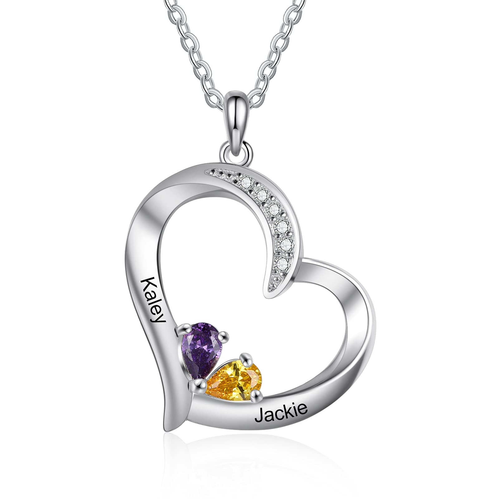 Personalized Mother Necklace with Birthstones Engraved 1-6 Names Birthstone Necklace for Women Mom Customized Jewelry Gift for Wife Mothers Day