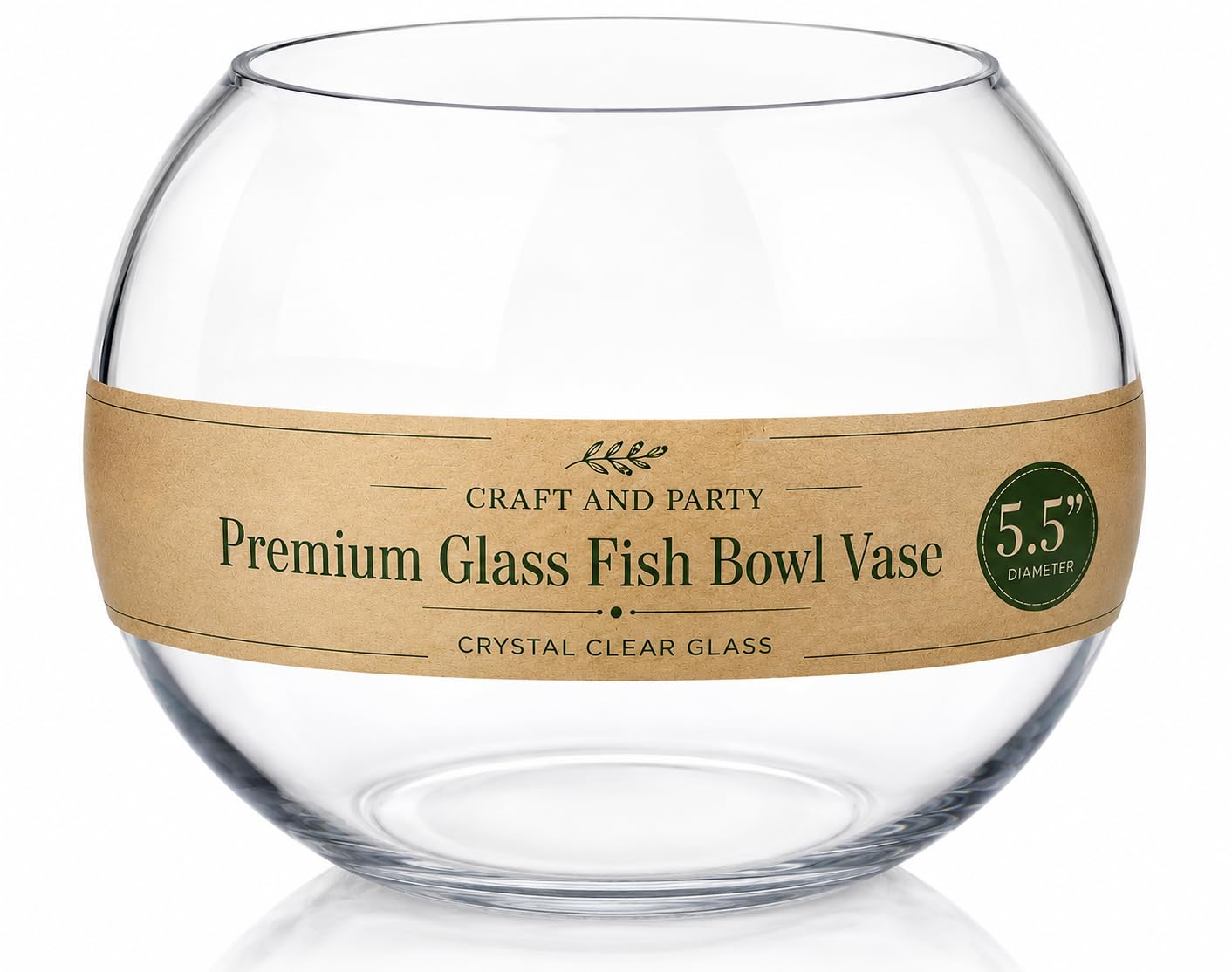 Craft And Party, Glass Fish Bowl Vase, 4.5" Height x 6" Width Bubble Bowl vase for Terraium, Flower vase Centerpiece