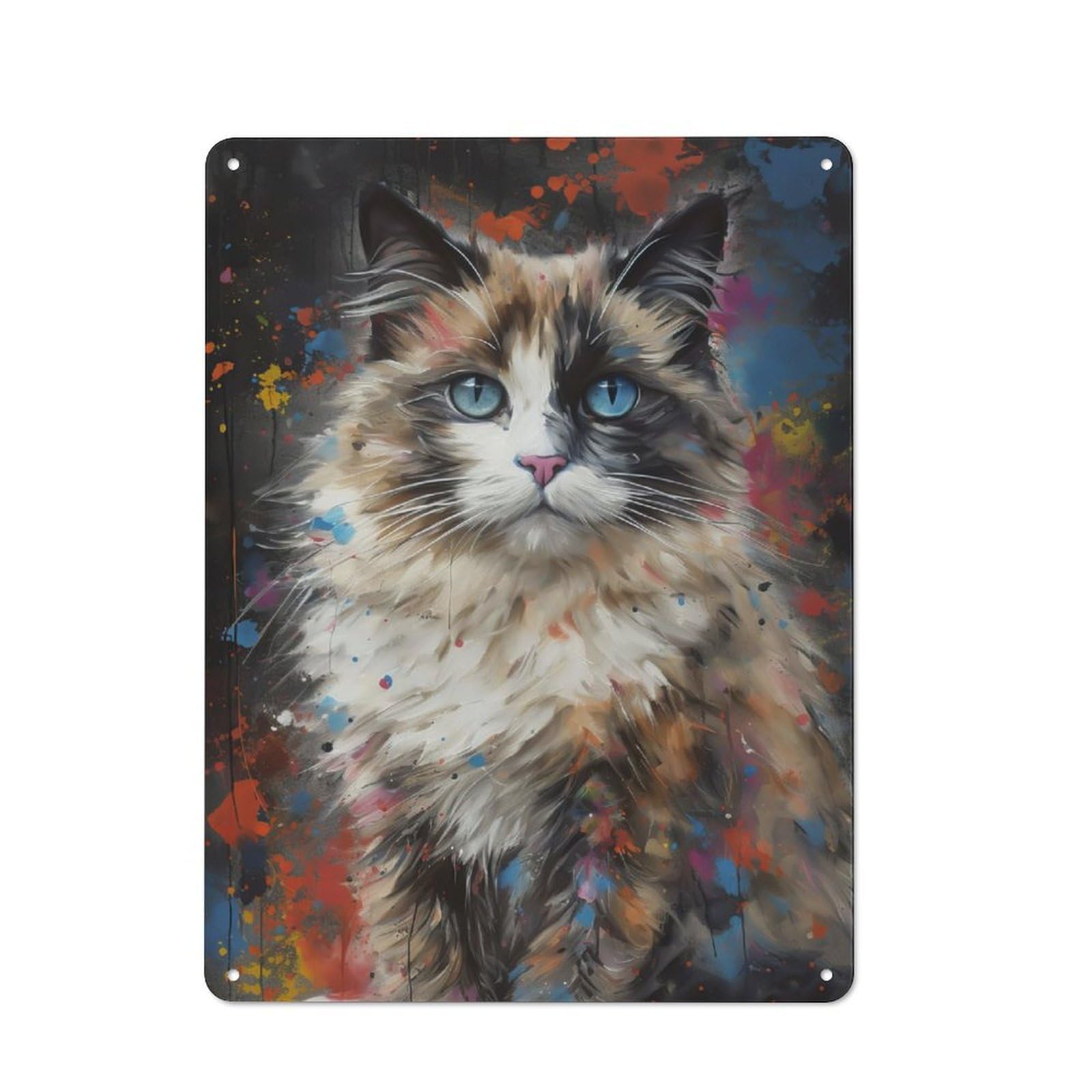 Junmoney Ragdoll Cat Painting Vintage Metal Plaque 40X30cm For Man Cave Or Games Room, For An Autumn Update To Man Cave And Games Room