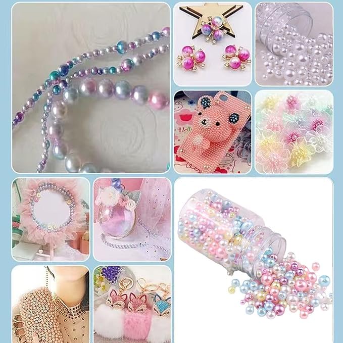 520pcs 3-8mm Pearl Beads for Craft Gold Round Looes Beads for,Bracelets,Necklaces Decoration Making - Image 4