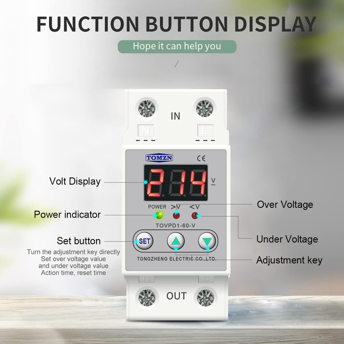 Relè di visualizzazione della tensione su guida Din 40A 60A regolabile su dispositivo di protezione da sottotensione protezione di riconnessione automatica (Size : 40A)
