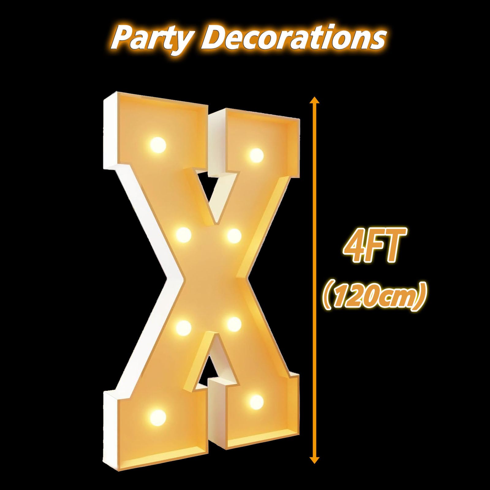 Letras decorativas iluminadas para marquesina, letras gigantes de mosaico de 120 cm, marco de letras de marquesina para bodas, cumpleaños, bailes, fiestas, decoraciones de cartón de espuma precortada