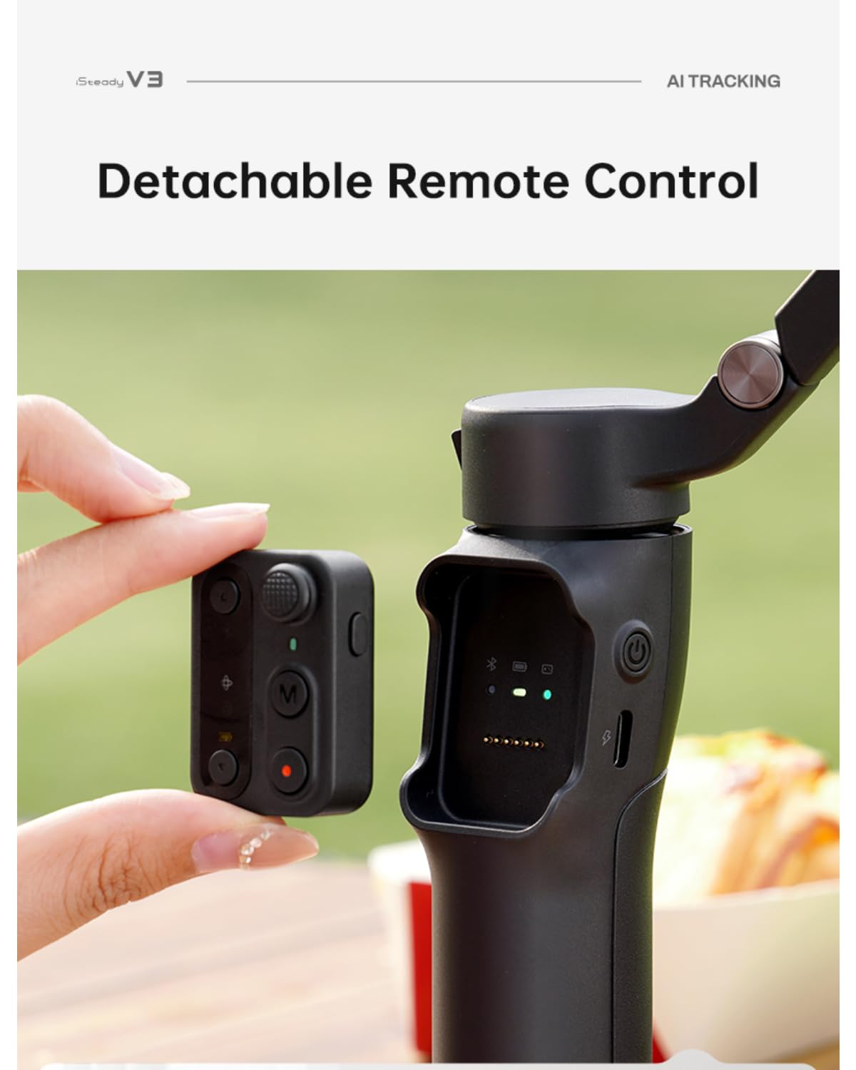 Hohem iSteady V3 Gimbal pour smartphone - Stabilisateur 3 axes - Traqueur magnétique AI - Lumière de remplissage - Contrôleur amovible - Barre d'extension intégrée et trépied pour streaming en direct
