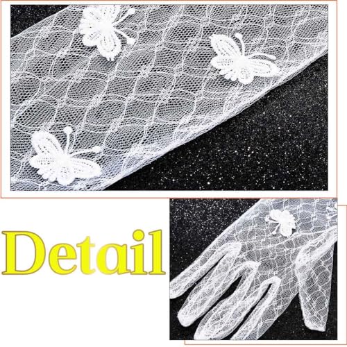 Lace Tea Party White Gloves Long Sheer Gloves for Women3