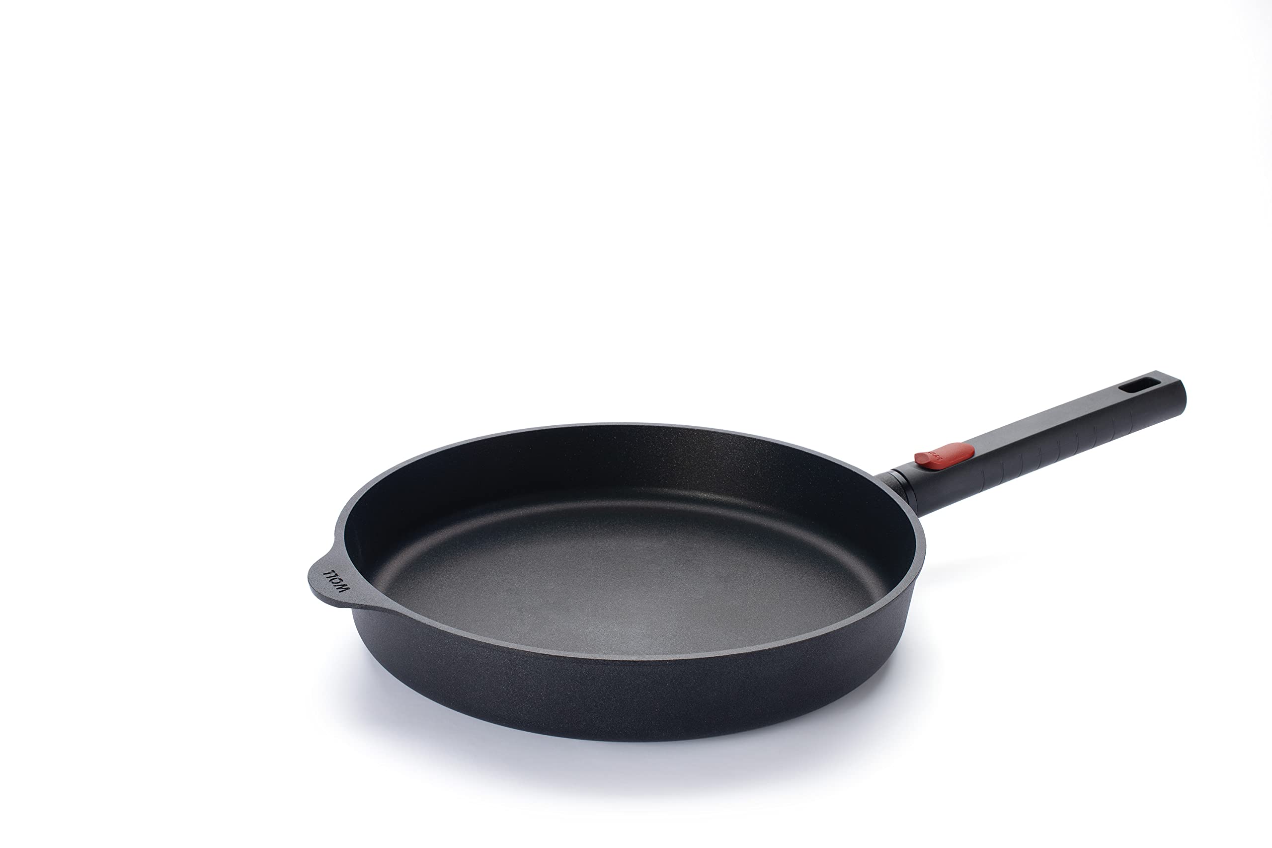 WollDiamond Logic XR Flat Pan Inductive Diameter 28 cm Height 5 cm with Removable Handle Suitable for All Hob Types Cast Aluminium Non-Stick Coating Oven-Proof Black