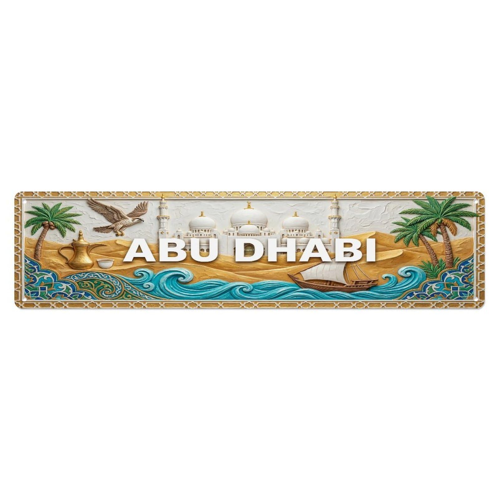Xanthor Style Metal Tin Sign Vintage Abu Dhabi Uae Flag Pattern
