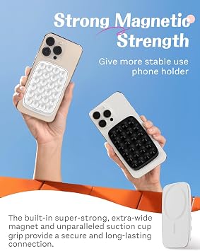ivoler MagSuction Max Magnetic Suction Phone Mount for MagSafe, Hands-Free Phone Holder, Compatible with iPhone MagSafe Phone Case, Perfect for TikTok Videos and Selfies, White