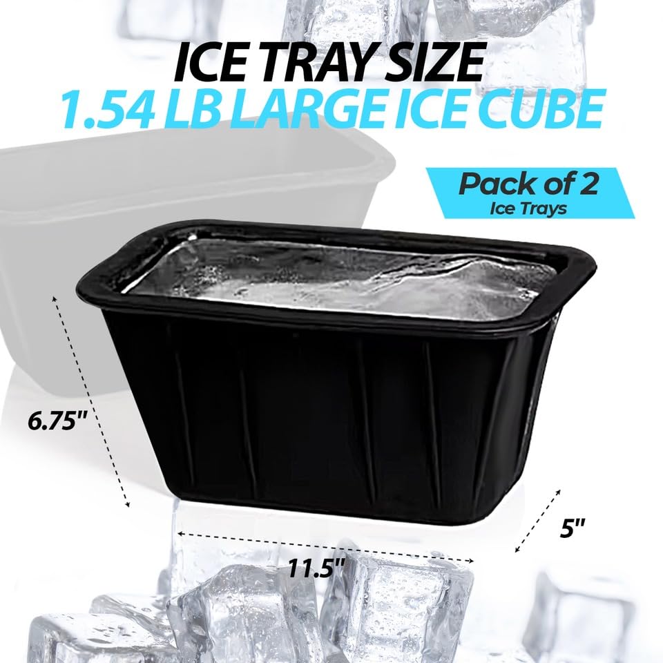 Molde Grande para Cubos de Hielo, Pack 2 Piezas, Silicona miniatura 2