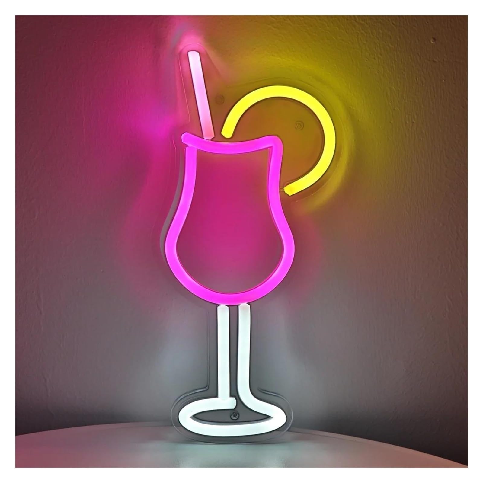Bicchiere da cocktail con limone per insegna al per neon per luce per dimmerabile alimentazione per neon