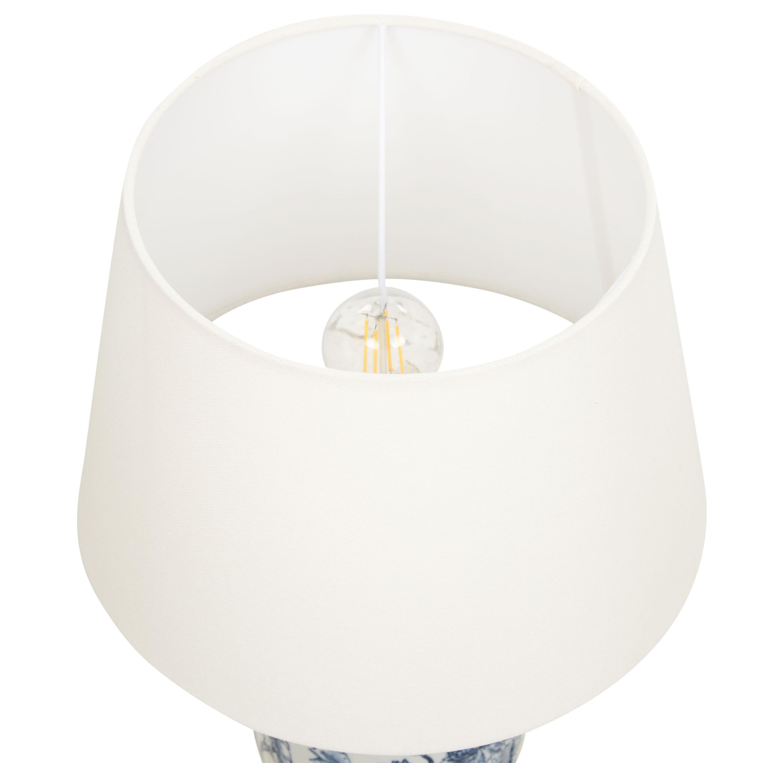Tischlampe Porzellan blau/weiß Vasenform mit Stoffschirm Kegelform Beluso