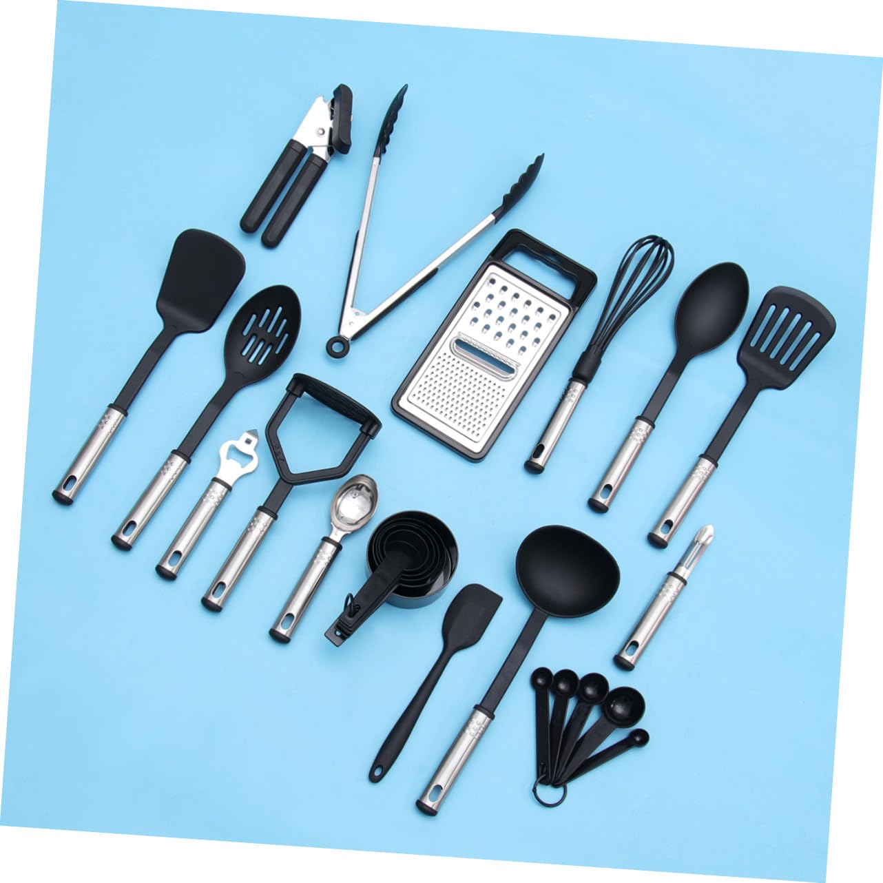 OUNONA 24pezzi Utensili Cucina in Acciaio Inox Antiaderente Utensili da Cucina Extra Lunghi per Pentole da Resistenti al Calore