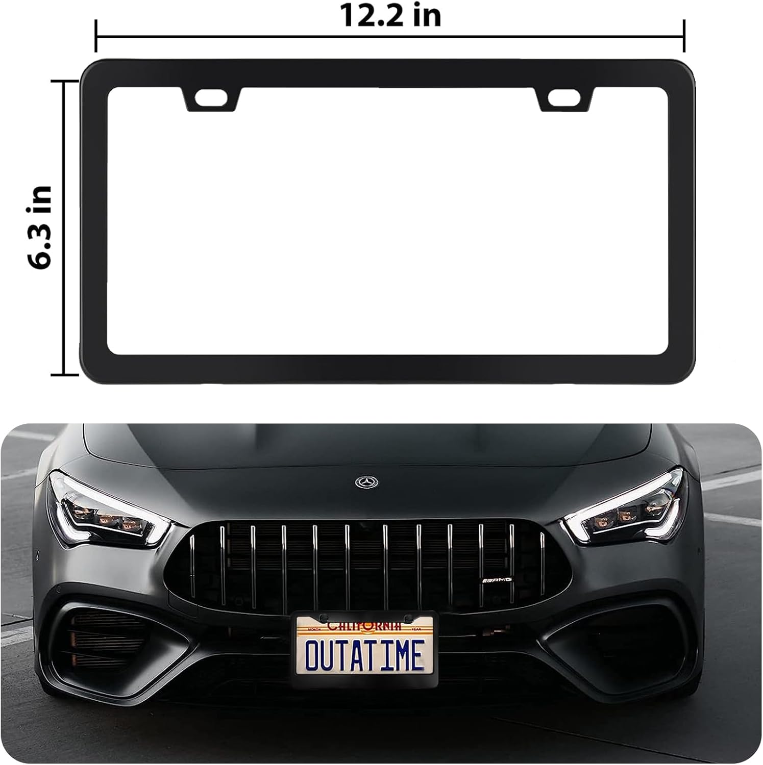 Black 2 Pack License Plate Frame for Car Matte Metal Aluminum Rust-Proof License Plate Holder Cover Gloss Black Front Rear Number Tag Frame for Men Women Universal Fit (Black)