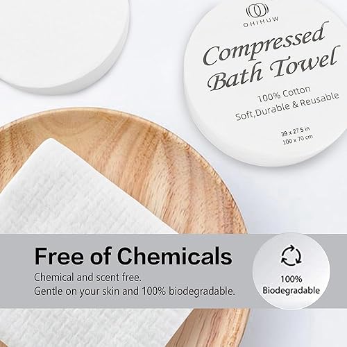 Miniatura 3 de Toalla de viaje reutilizable comprimida, tabletas comprimidas más grandes y gruesas, toalla de baño desechable para camping, senderismo, playa,