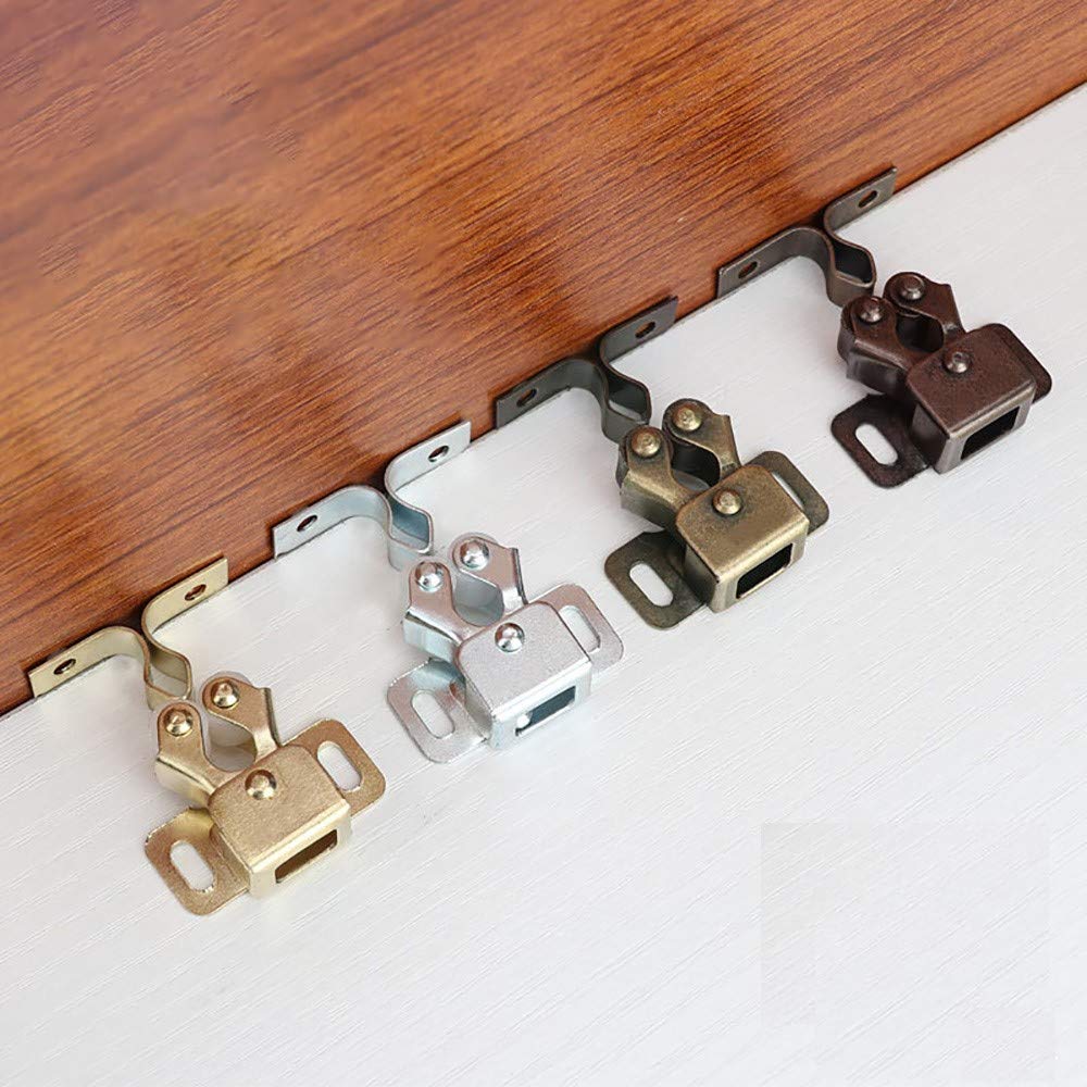 Vogueingtoool Latches, 10pcs Roller Catch Cupboard Cabinet Door Latch Retro Twin Double Catches with The Screws-Silver
