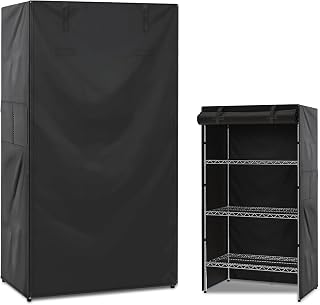 Waterproof Wire Shelving Cover,Dustproof Protection for Storage Racks,Ideal for Outdoor Indoor Wire Shelving and Pantry Shelves,420D Plaid PU Coating,36"x24"x72'',Black