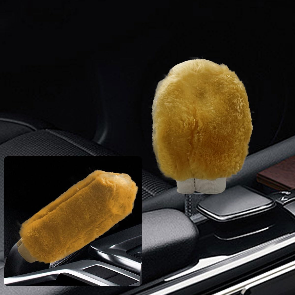 2PCS Plush Car Gear Shift Knob Cover Handbrake Cover Soft Fluffy Shift Knob Brake Handle Protector Universal Car