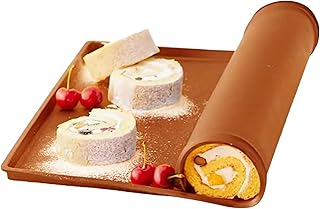 Plateau de cuisson en silicone - 26 cm - Tapis de cuisson de qualité alimentaire - Feuille à gâteau marron réutilisable - Plat à pâtisserie proche du suisse pour dessert au four et