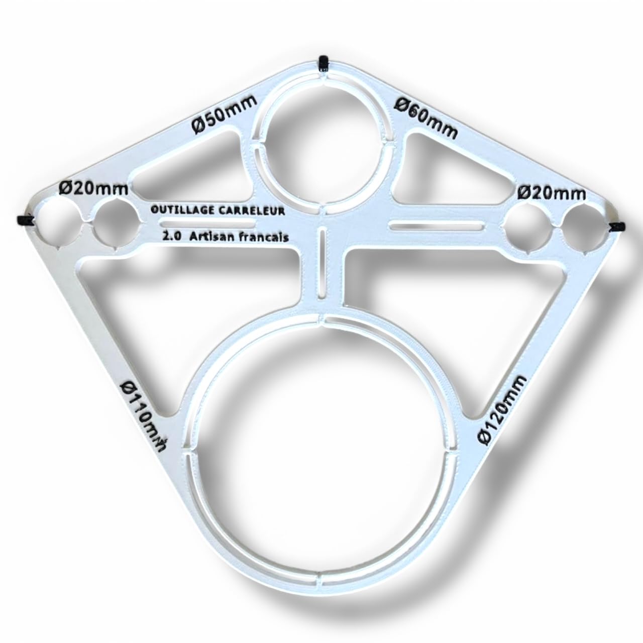 Gabarit de perçage pour bâti support WC suspendu – 6 diamètres (Ø20 à Ø120 mm) – Outil de traçage chantier – Outillage Carreleur 2.0 – Artisan Français