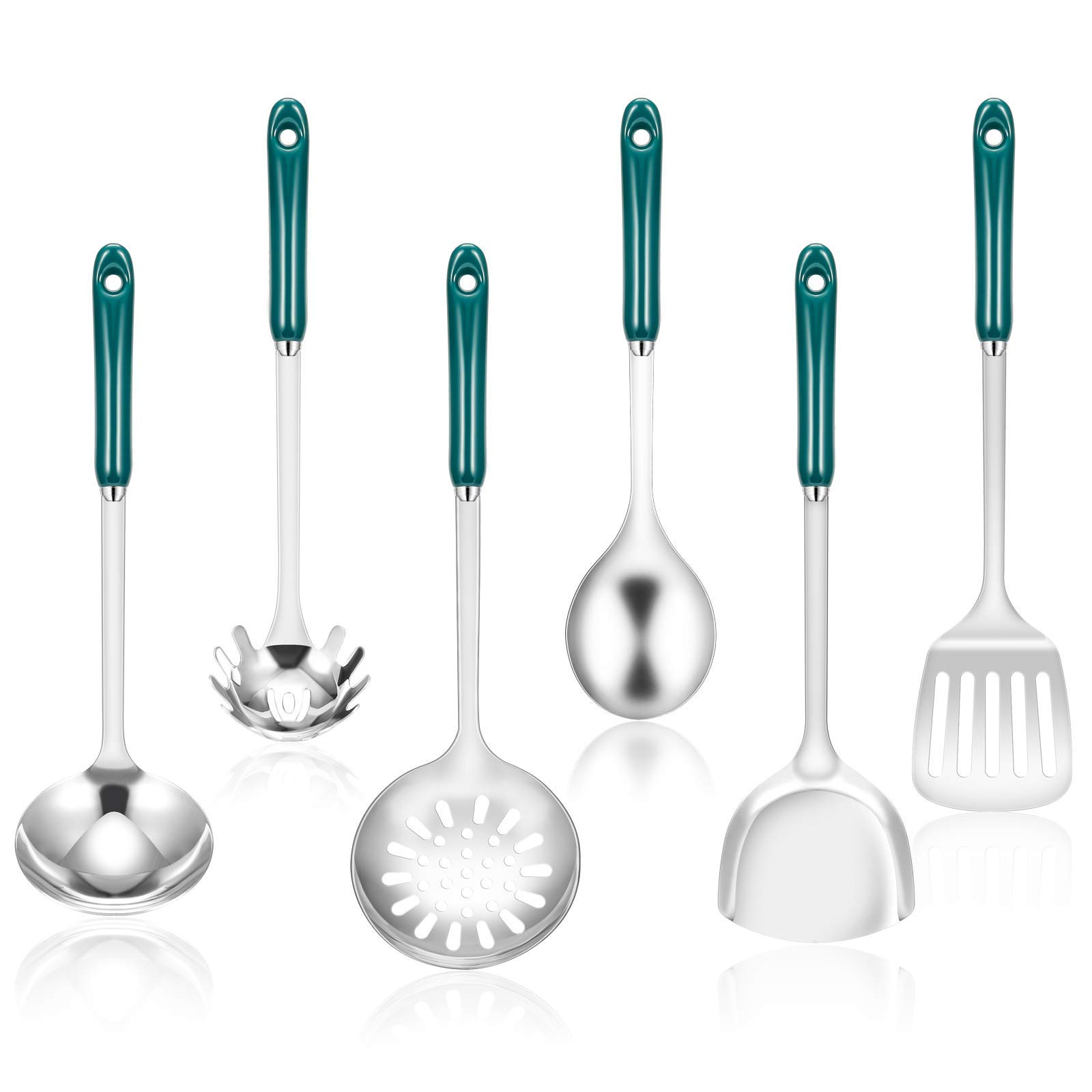 Küchenhelfer-Set aus Edelstahl, 7-teilig, mit Halterung, hitzebeständige Keramikgriffe, Küchenhelfer-Set, Geschenk