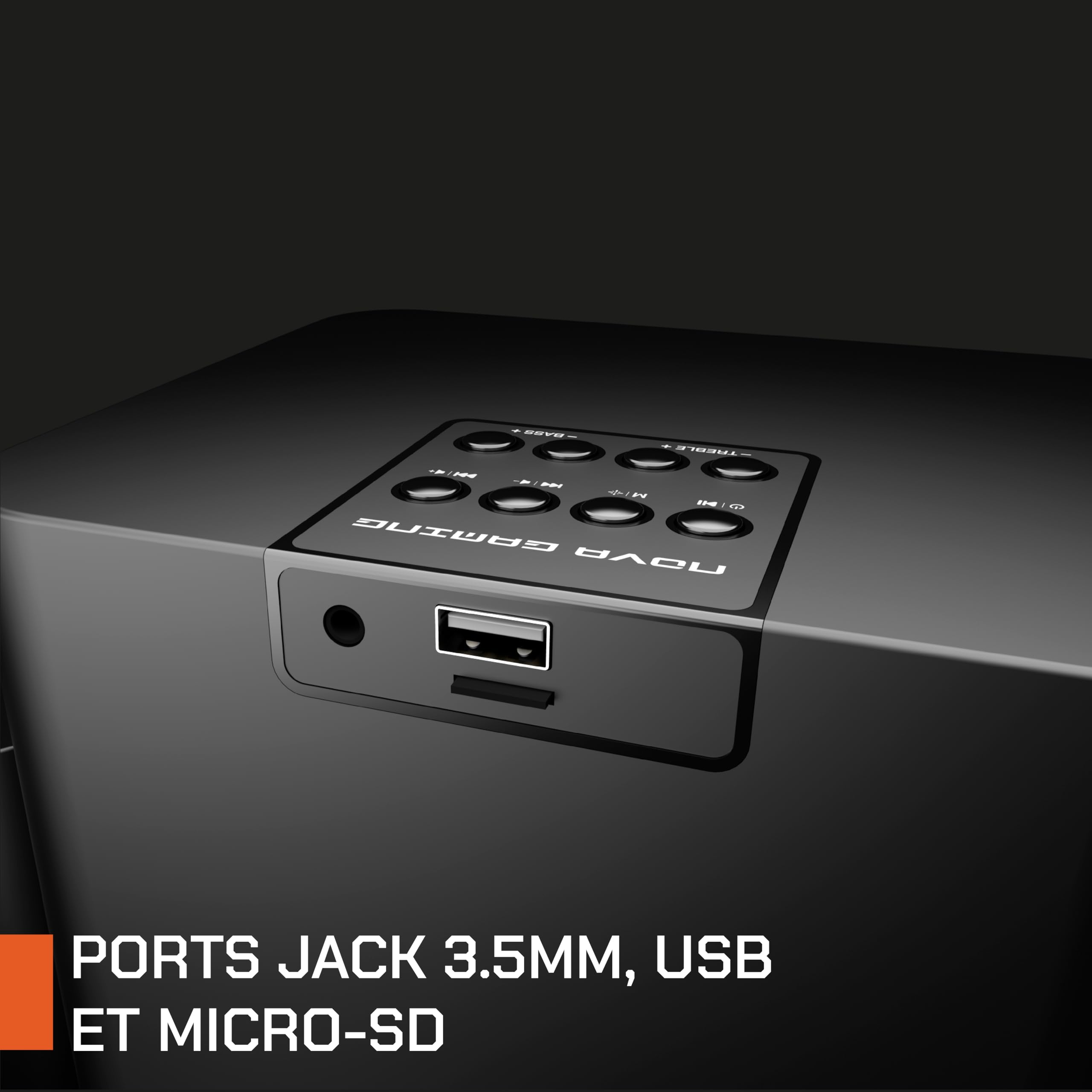 Nova Gaming GS305 SERPENTIS - Głośnik 2.1 Gaming RGB - Subwoofer basowy, Animacja RGB, porty jack 3,5 mm, USB i Micro-SD