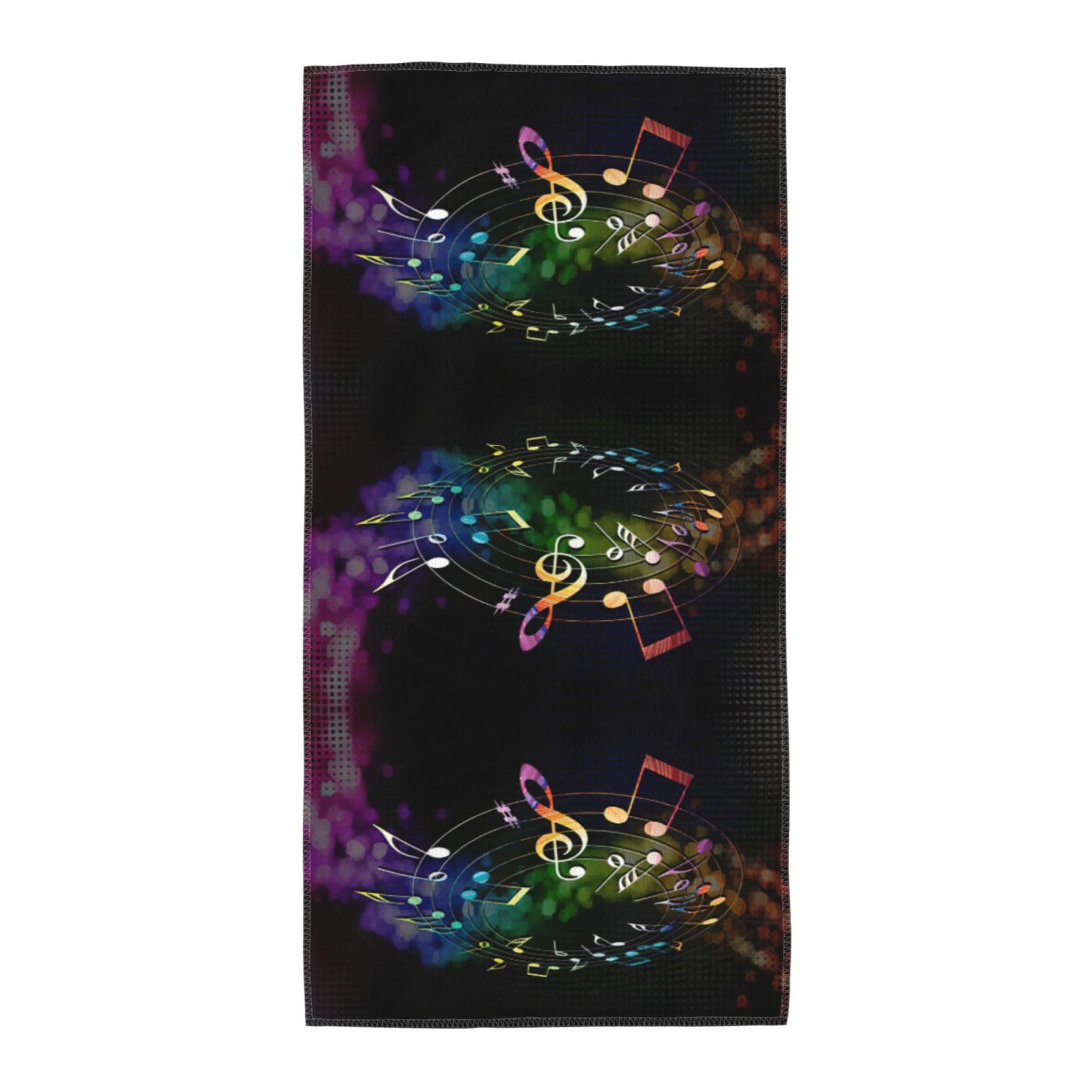 WYCZHY Colorful Music Notes Printed Quick Dry Beach Towel For Camping Travel Vacation