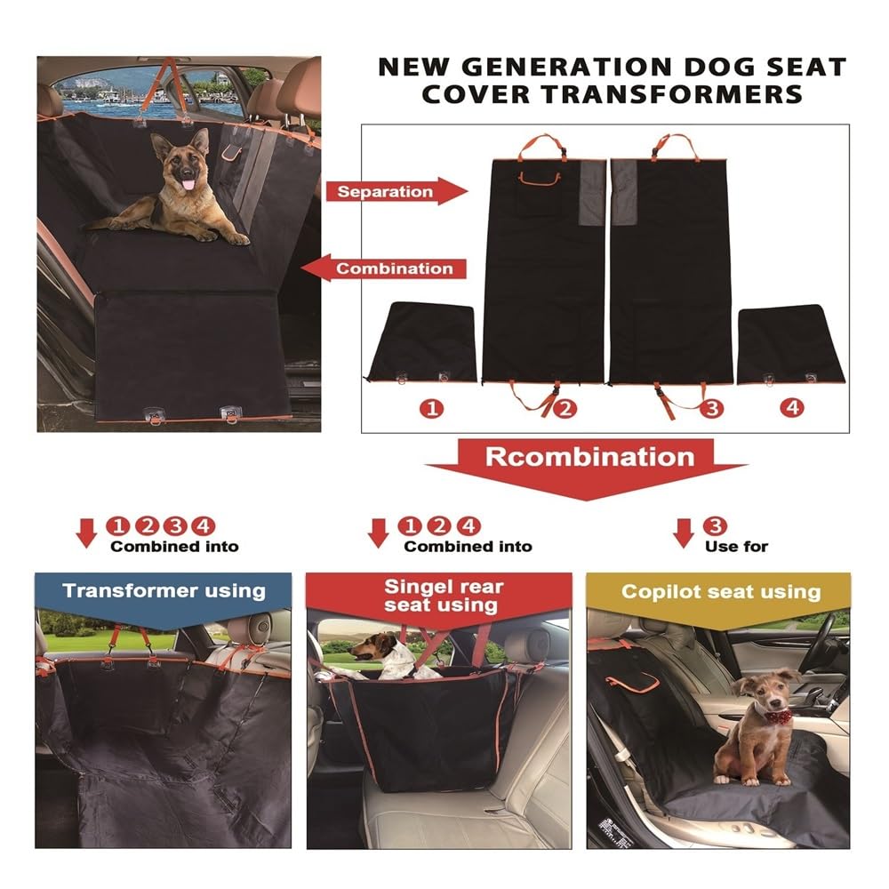 Funda Asiento Coche Perro Funda de Asiento de Coche para Perro, Almohadilla de Coche Multifuncional, Funda de Asiento para Cachorro, fácil de Llevar, Plegable Cubre Asientos Coche Perro