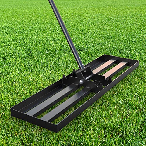 Rastrello Livellatore Per Prato 76x25 Cm | In Acciaio Inox, Con Manico Ergonomico, Per Giardino E Campo Da Golf