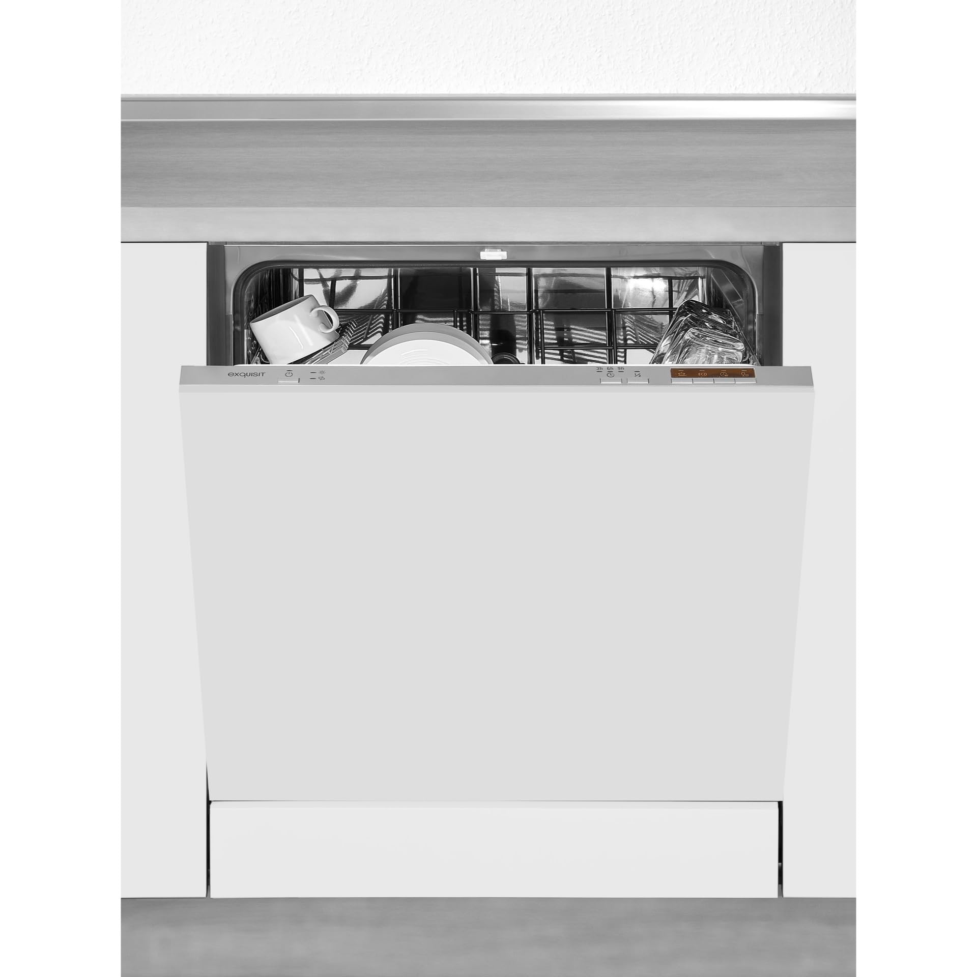Lavavajillas Integrable 60 cm Exquisit EGSP6312-E-030E | 12 Servicios | 47 dB | Clase Energética E | Inicio Diferido 3/6/9 h | Media Carga | Interior Acero Inoxidable