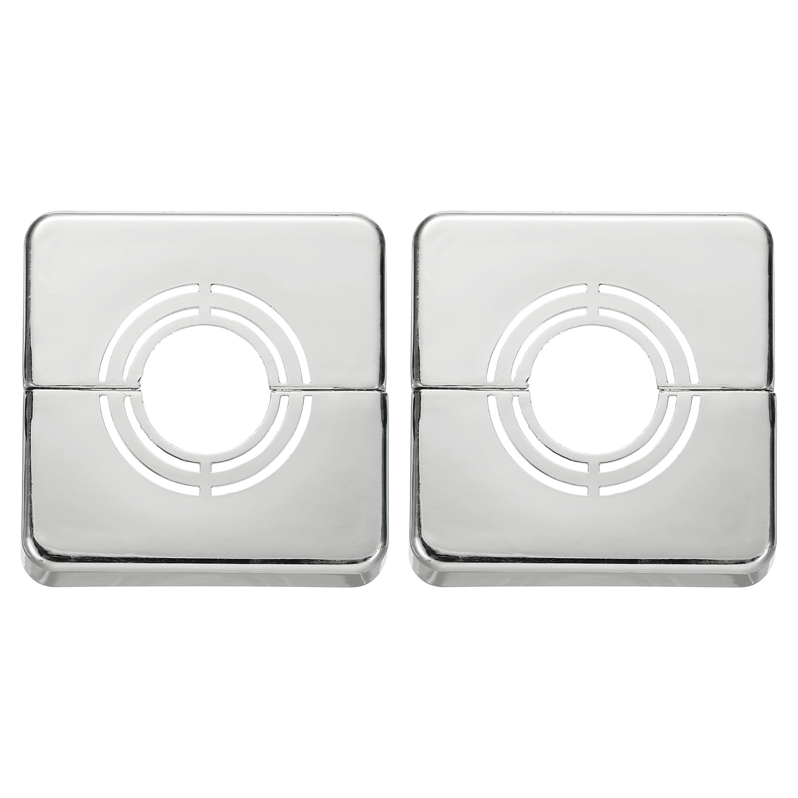 sourcing map 2pcs Wall Split Flange 0.79" (20mm) Plastic Square Adjustable Split Flange Pipe Cover Clip-on Escutcheon Collar Under Sink Pipe Radiator for Bathroom Kitchen Toilet, Silver