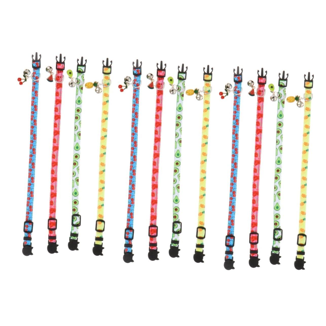 BESPORTBLE 12pezzi Collare Per Gatti Regolabile Con Campanella Set Di Stile Fruttato Avocado Ananas Anguria Forniture Per Animali Domestici Colorate e Adorabili