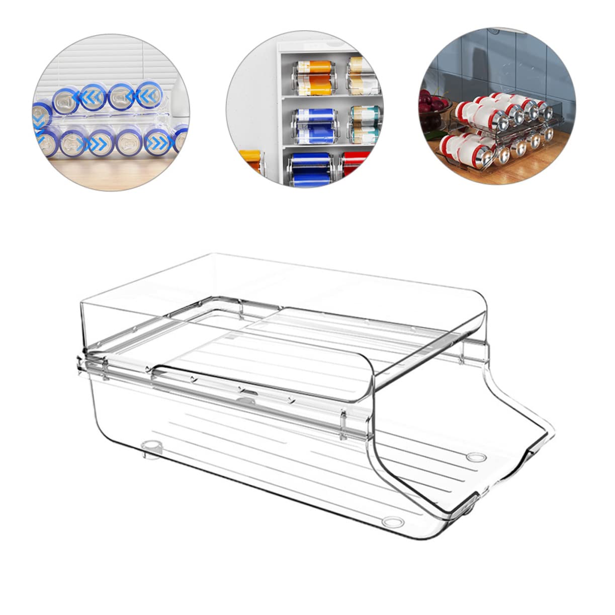 Ciieeo Organizador de Latas para Nevera de Plástico Diseño de Doble Capa, Dispensador para Bebidas Que Mantiene Frescura, Adecuado para Campers y Vehículos Recreativos