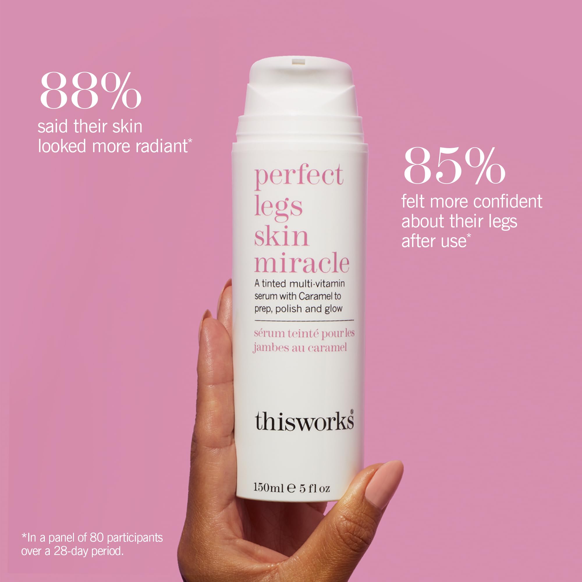 This Works Perfect Legs Skin Miracle, 150 ml – wzbogacone w multiwitaminy serum do wszystkich odcieni skóry – z witaminą C, karmelem i arniką przeciwko nierównomiernemu kolorytowi skóry