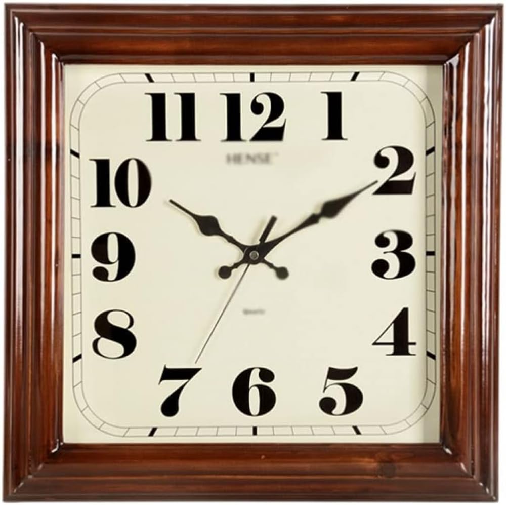 GPDNBIEU, Solid Wood Square Wall Clock 16 Inch Silent Non Ticking Battery Operated for Living Room