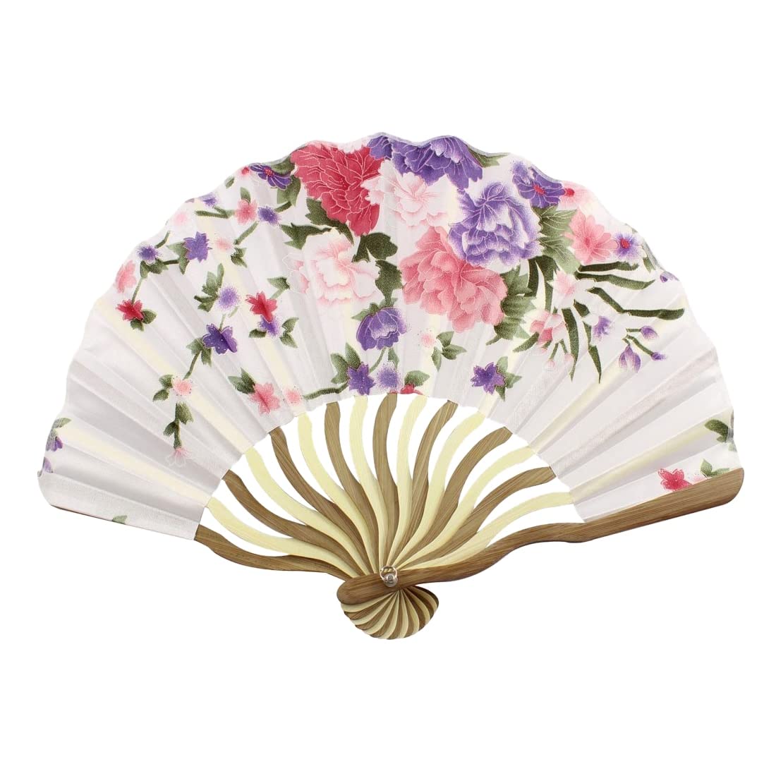NZPOST Folding fan Bamboo Flower Printed Japanese Style Foldable Hand Held Fan Decor fan
