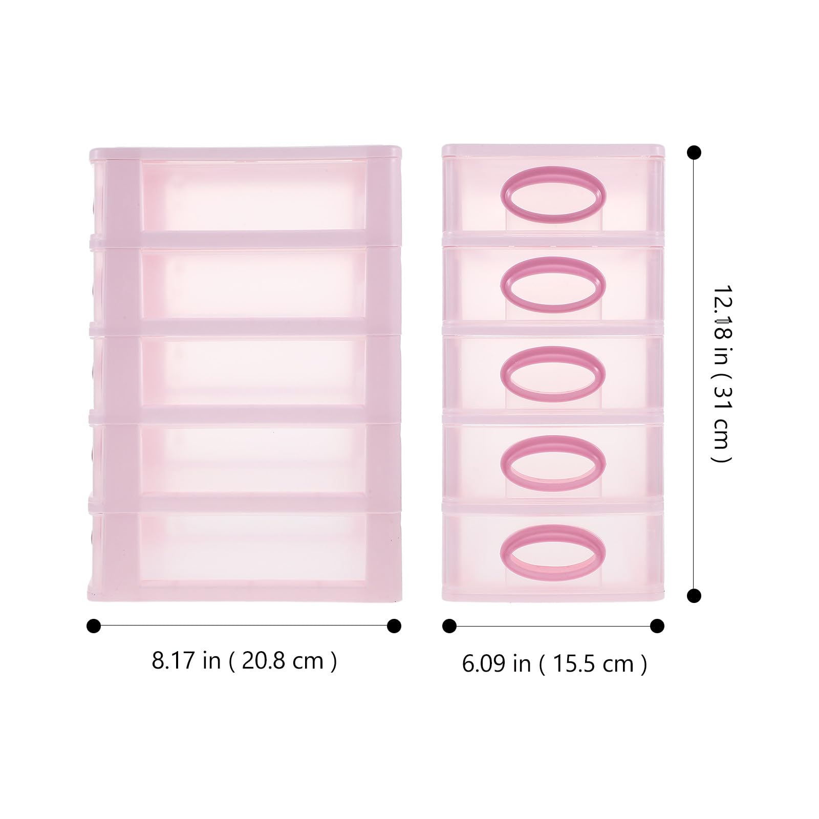 Didiseaon Scatola da Scrivania a Strati 5 Livelli Rosa, Organizer per Cassetti Portaoggetti Cosmetici e Cancelleria, Mobiletto in Plastica Resistente per Ufficio e Casa