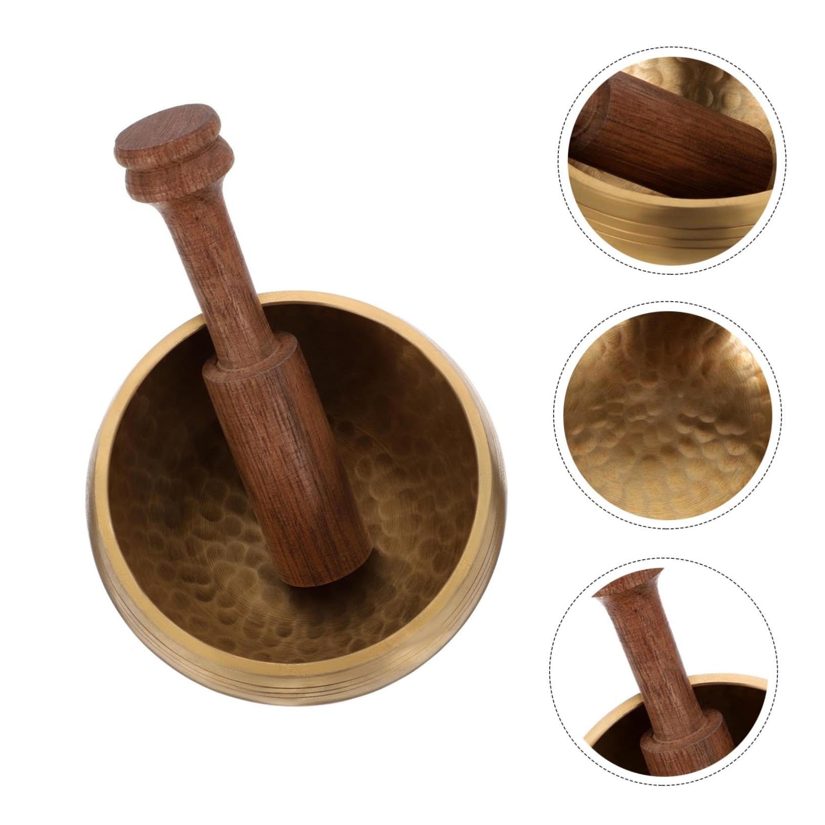 Ciotola Tibetana in Metallo per Meditazione Bacchetta in Legno, Strumento Musicale per Relax e Yoga, Diametro 9,5cm, Set
