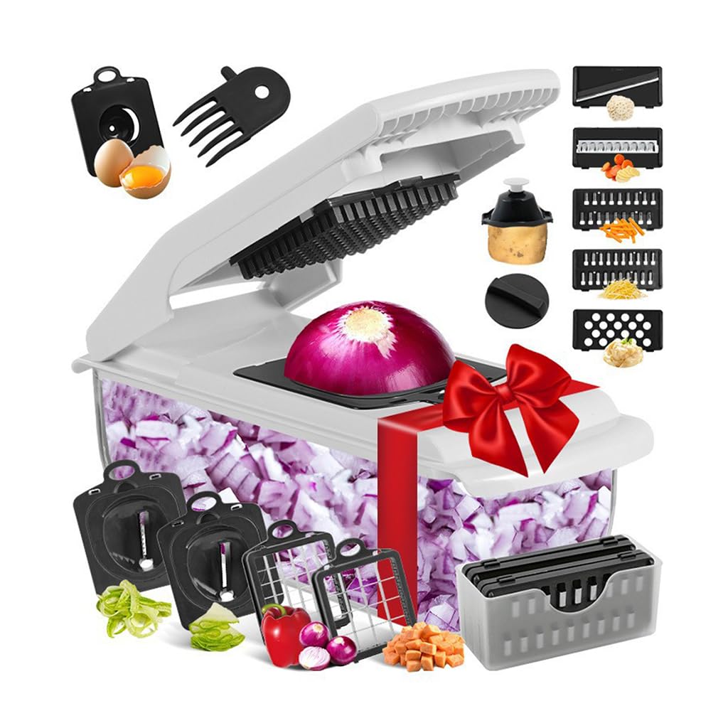 Xrswgs White Multifunctional Vegetable Chopper,Slicer Food Dicer Onion