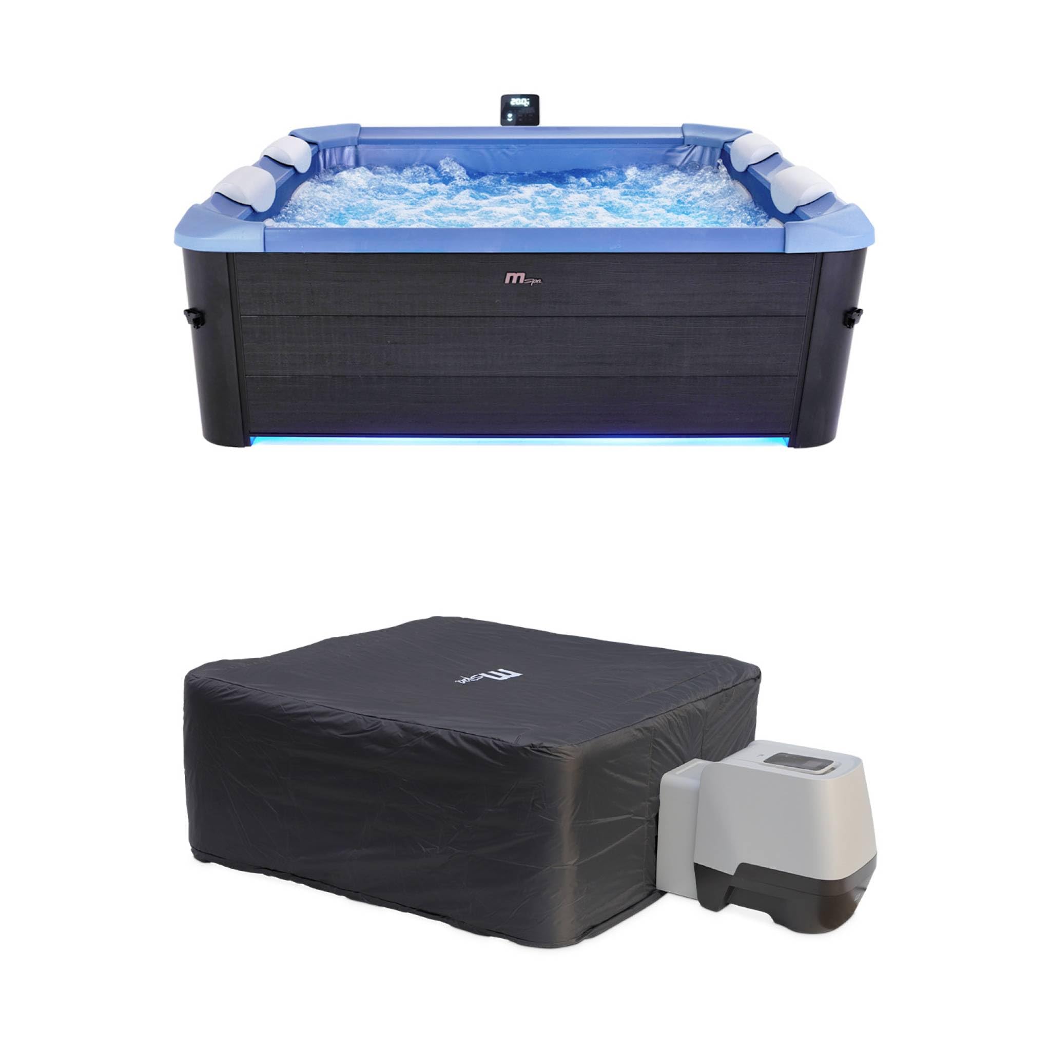 sweeek - Spa Rigide Oslo Sapphire 6 Personnes Gris. 4 Coussins. bâche Incluse + Housse Thermique. hydromassages système