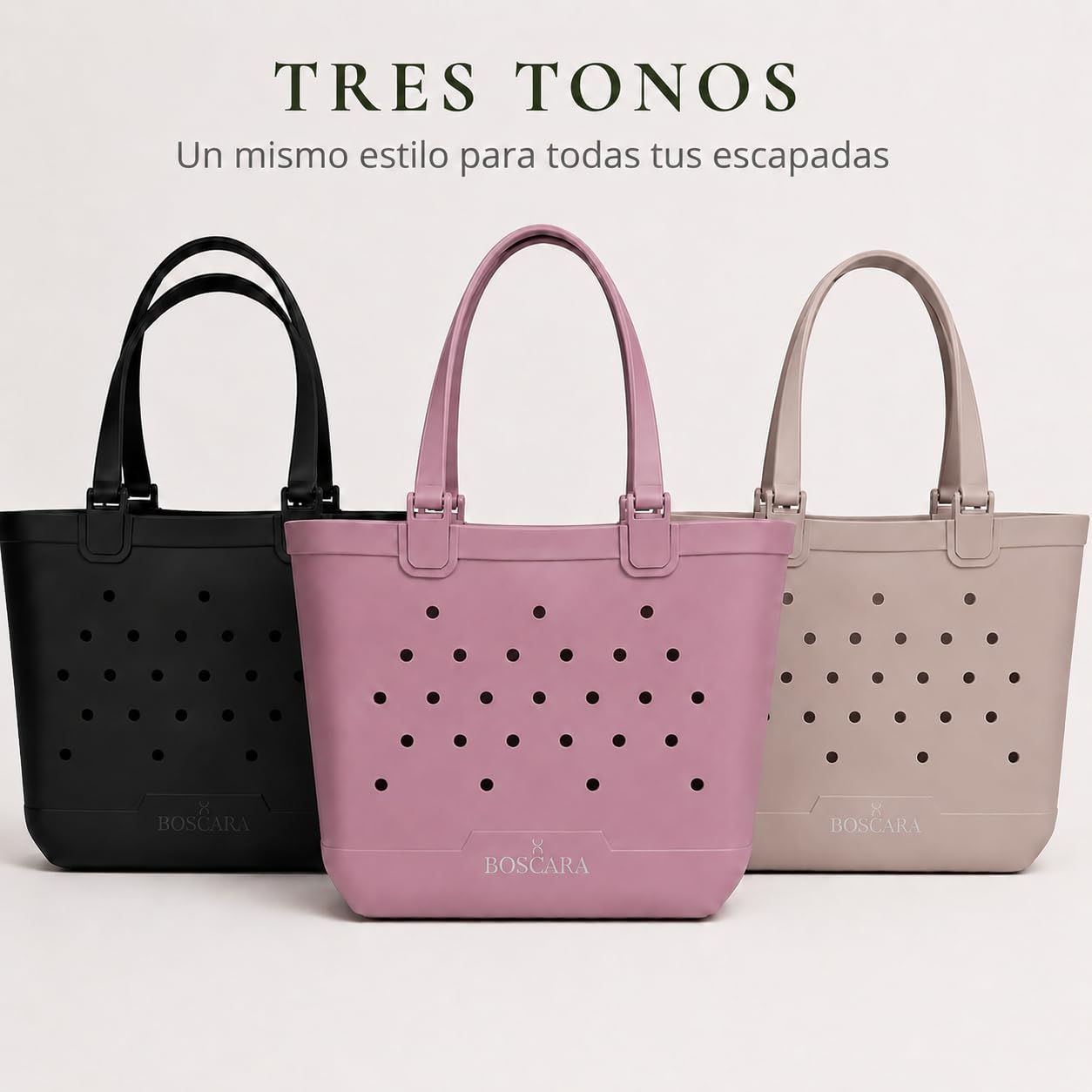 Bolso EVA Playa Grande – Bolsa Impermeable Mujer con Asas Largas, Diseño Perforado, Ligero y Fácil de Limpiar, Ideal para Playa, Piscina y Camping