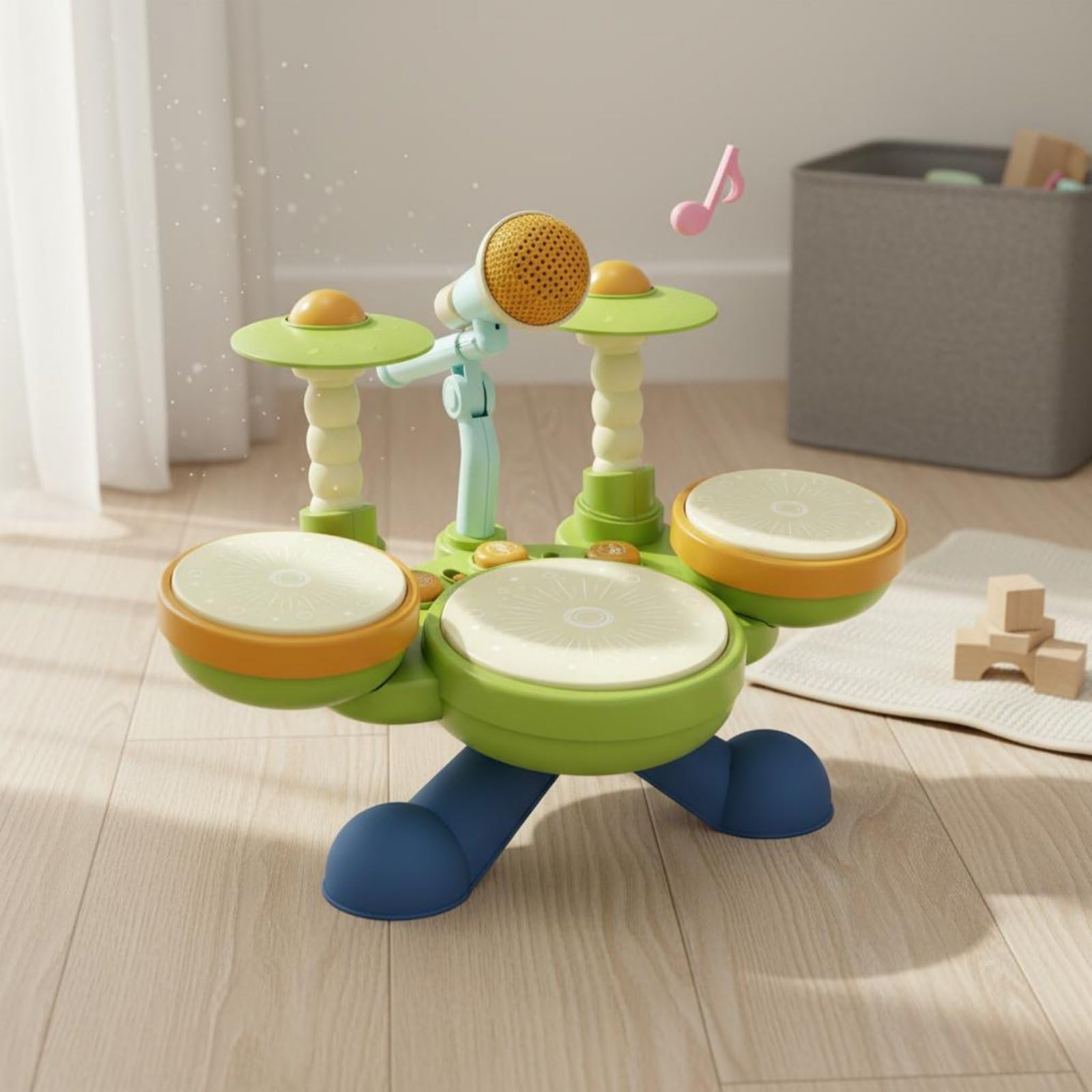 Batería Electrónica Infantil Set de Percusión Tambores Platillos Juguete Musical con Múltiples Modos y Melodías Estimula Habilidades Sensoriales y , Battery Set 3-Drum